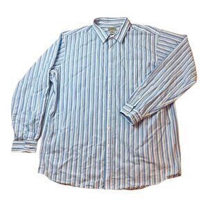 LL Bean Striped Button Up Shirt Long Sleeve Mens Size XL Tall 100% Cotton